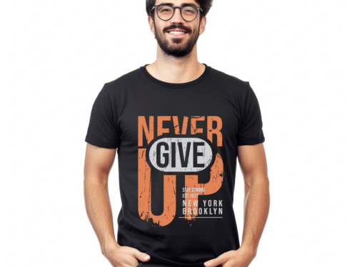 Never Give Up – Brooklyn Edition 240 GSM Premium Cotton T-Shirt (Black)