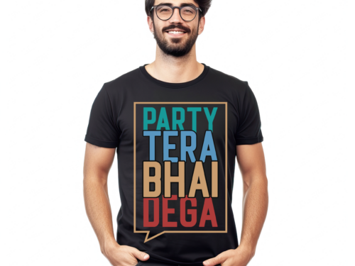 Party Tera Bhai Dega 240 GSM Premium Cotton T-Shirt – Black Edition
