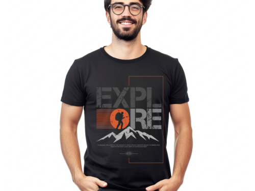 Explore Adventure 240 GSM Premium Cotton T-Shirt – Black Edition