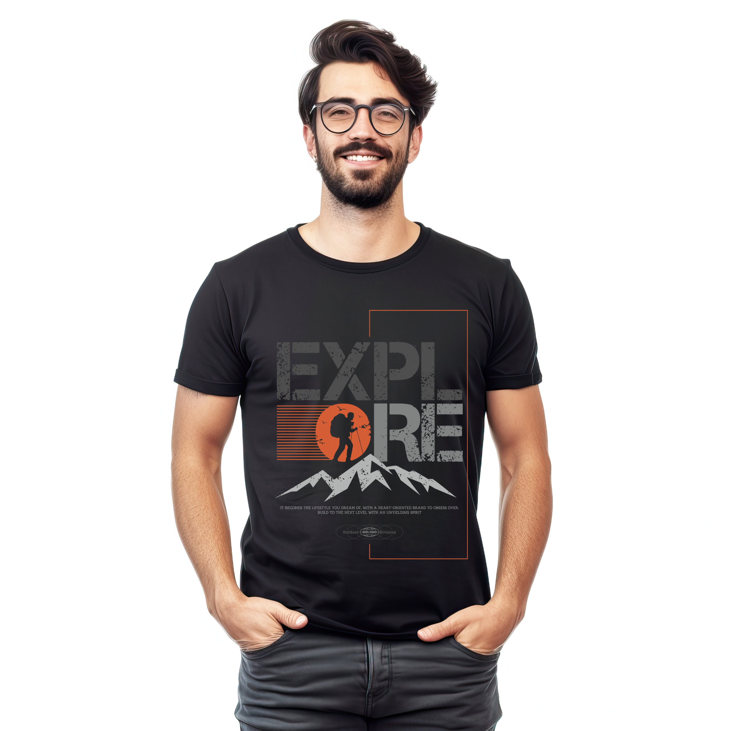 Explore Adventure 240 GSM Premium Cotton T-Shirt – Black Edition