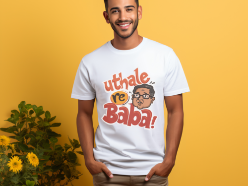 Uthale Re Baba 240 GSM Premium Cotton T-Shirt – White Edition