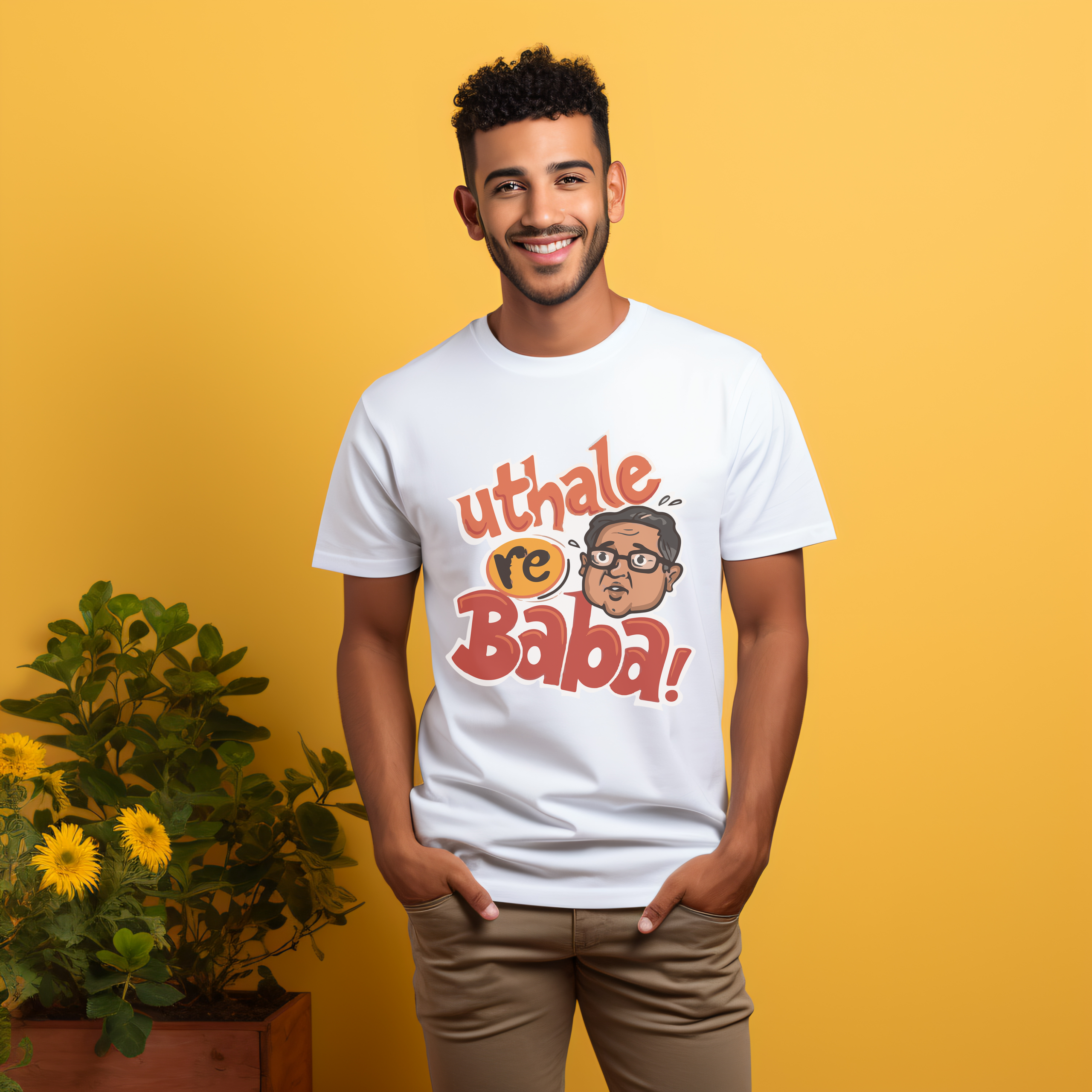 Uthale Re Baba 240 GSM Premium Cotton T-Shirt – White Edition