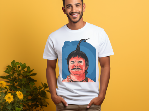 Chota Pandit Portrait 240 GSM Premium Cotton T-Shirt – White Edition