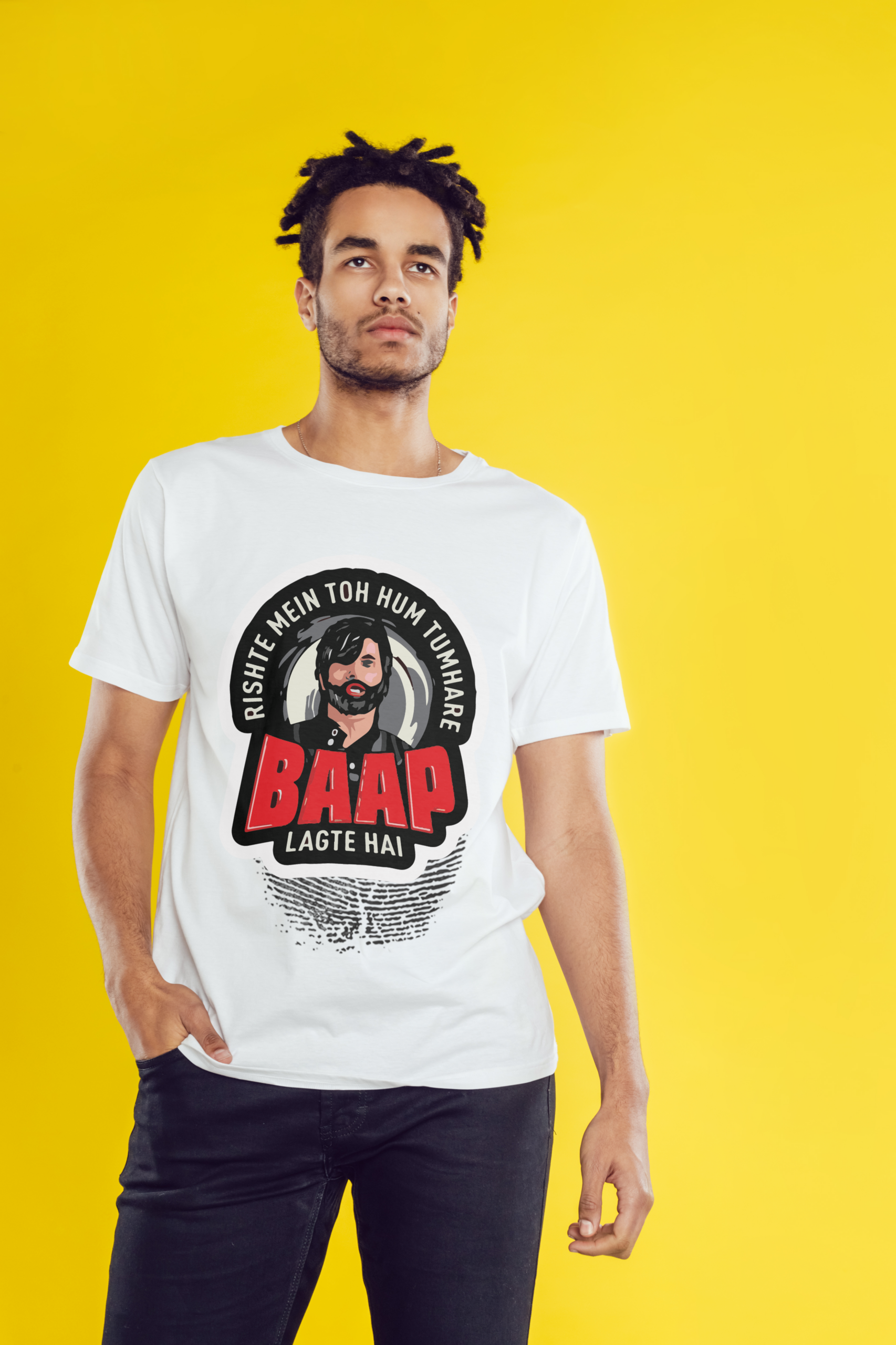 Baap Statement 240 GSM Premium Cotton T-Shirt – White Edition
