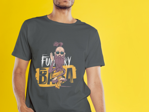Funky Baba 240 GSM Premium Cotton T-Shirt – Charcoal Grey