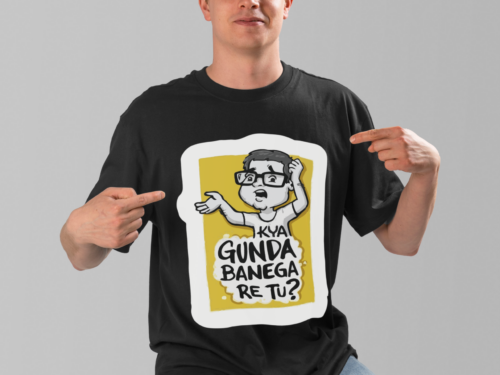 Kya Gunda Banega Re Tu? 240 GSM Premium Cotton T-Shirt – Black Edition